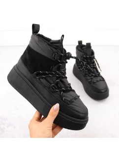 Dámské sněhové boty na pltform 24-72302BK / WOL280A Černá - Potocki