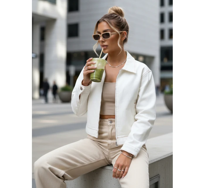 Dámská džínová bunda bílá FashionStreet TY5599 Dámská džínová bunda bílá FashionStreet TY5599