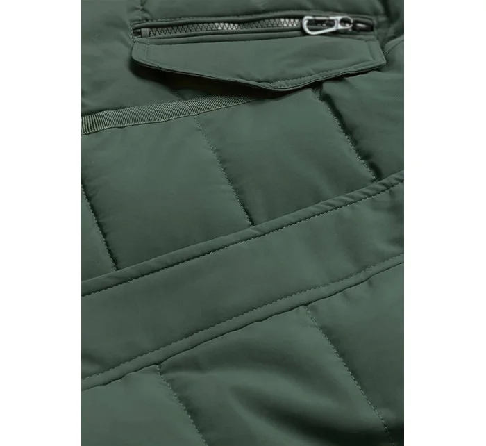 Zelená dámská asymetrická zimní bunda (m-21301)