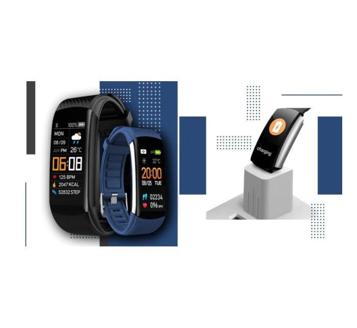 GIEWONT Smartwatch černé a námořnické modré 2 pruhy GW200-6 GIEWONT Smartwatch černé a námořnické modré 2 pruhy GW200-6