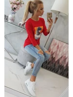 Halenka s 3D model 18743898 krajková červená - K-Fashion Halenka s 3D model 18743898 krajková červená - K-Fashion