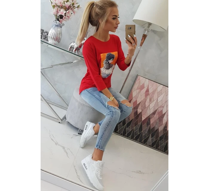 Halenka s 3D model 18743898 krajková červená - K-Fashion Halenka s 3D model 18743898 krajková červená - K-Fashion