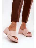 Eko Velurové Pantofle Dámské Na Platformě A Růžové model 21687974 - Boto