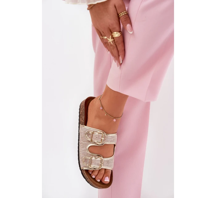 Dámské Textilní Pantofle Na Korekovej Platformě Se Sponami Zlaté Osoffe Dámské Textilní Pantofle Na Korekovej Platformě Se Sponami Zlaté Osoffe