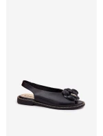 Kožené Ploché Sandály S Dekorací model 21694811 Černé - CheBello