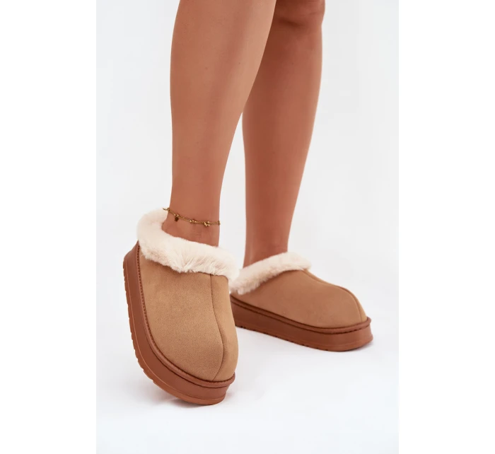 Dámské pantofle s kožíškem Camel Eveline