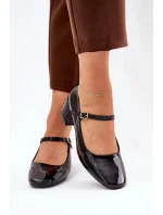 Dámské lodičky na sloupek podpatku 77-554 Černá - C.M Paris