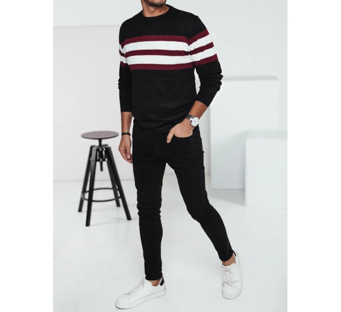 Pánský černý svetr FashionStreet WX2247 Pánský černý svetr FashionStreet WX2247