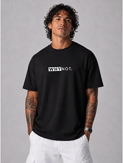 Pánské bavlněné tričko oversize s potiskem černé FashionStreet NX1042R
