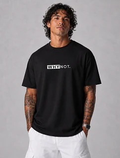 Pánské bavlněné tričko oversize s potiskem černé FashionStreet NX1042R