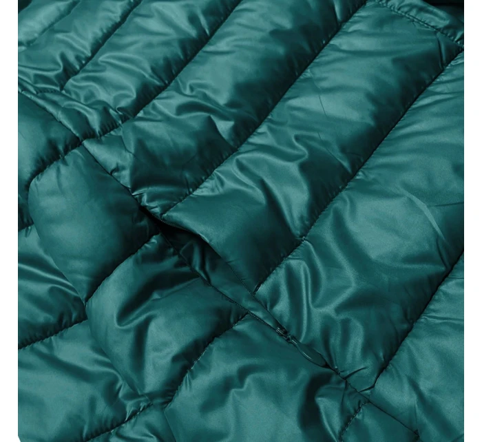 Krátká dámská bunda v mořské barvě s úpletovými stahovacími lemy (P22/P3-6636-56)