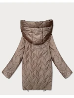 Lekka kurtka damska pikowana z kapturem Goodlookin brązowa (B8588-101)