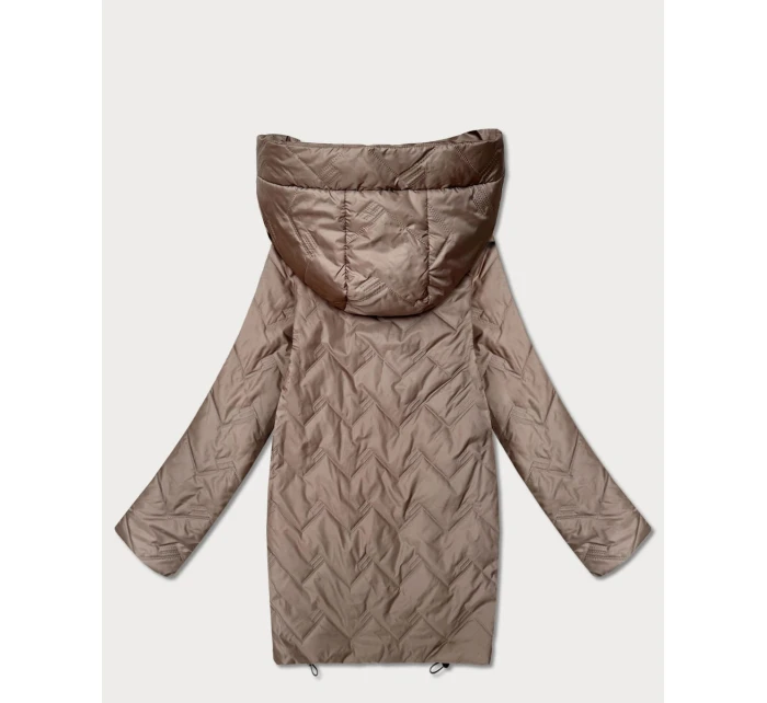 Lekka kurtka damska pikowana z kapturem Goodlookin brązowa (B8588-101)