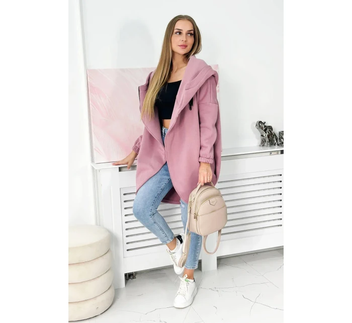 Krátká mikina na zip tmavě růžová