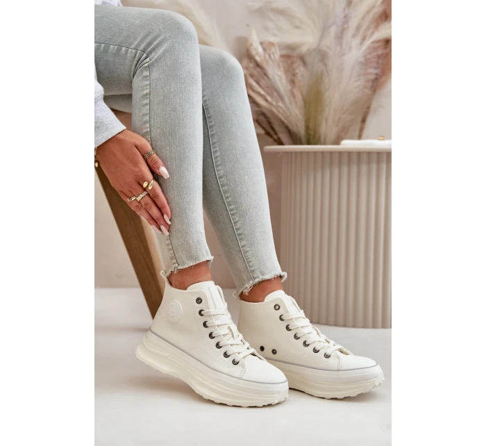 Dámské Tenisky Na Platformě Eko Kůže Big Star OO274064 Bílé Dámské Tenisky Na Platformě Eko Kůže Big Star OO274064 Bílé