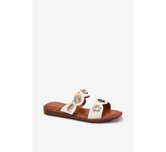 Dámské Pantofle Se Zlatými Bílé model 21699117 - Boto Dámské Pantofle Se Zlatými Bílé model 21699117 - Boto