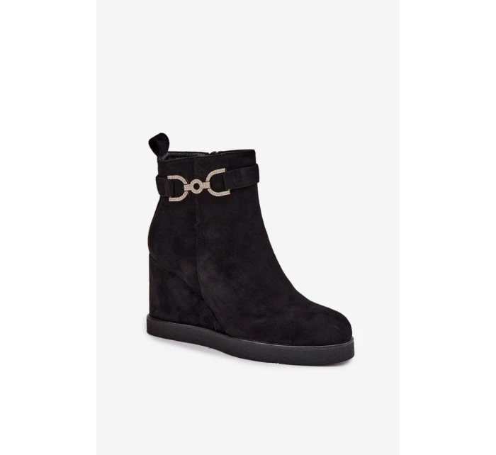 Dámské kotníkové boty na platformě s ozdobným detailem Černé Marivana