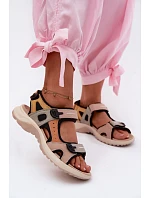 Kožené dámské sandály ve sportovním stylu oranžovo-černé Morenia