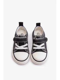 Dětské Plátěné Tenisky Na Suchý Zip Černé Daloma