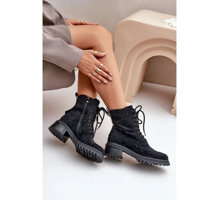 Zdobené Dámské Zateplené Kotníkové Boty D&A MR880-017 Černé