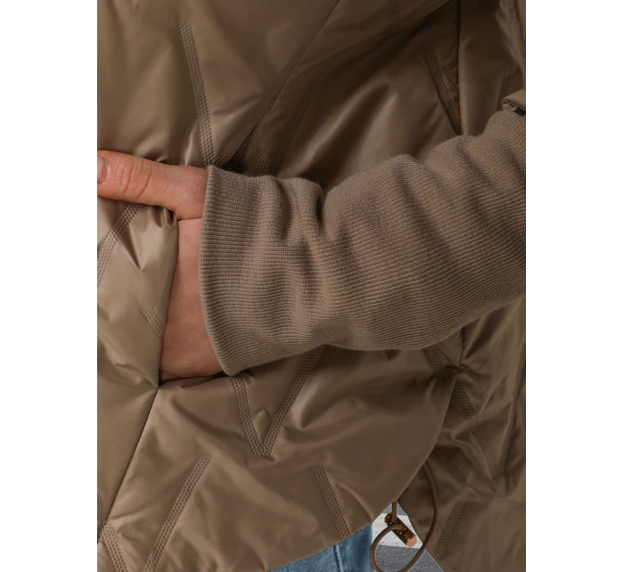 Dámská přechodná prošívaná bunda s kapucí FashionStreet camel TY5561