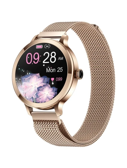 Dámské chytré hodinky VELTORI VT340-1 Zlatý náramek + růžový silikonový řemínek Dámské chytré hodinky VELTORI VT340-1 Zlatý náramek + růžový silikonový řemínek