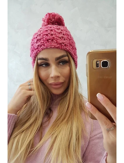 Fleecová čepice Fiona model 18751239 fuchsiová + světle pudrově růžová - K-Fashion