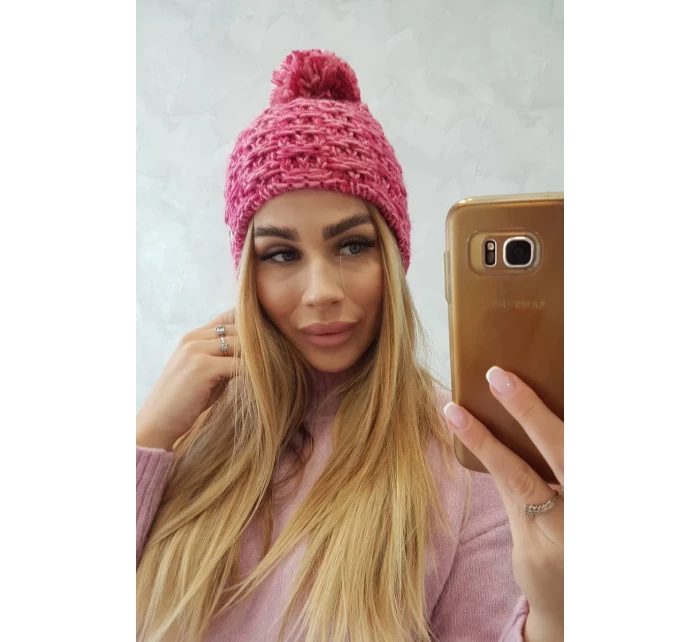 Fleecová čepice Fiona model 18751239 fuchsiová + světle pudrově růžová - K-Fashion Fleecová čepice Fiona model 18751239 fuchsiová + světle pudrově růžová - K-Fashion