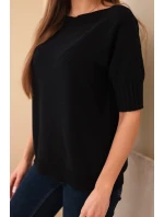 Dámský svetr z viskózy s krátkým rukávem černý
