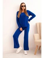 Dámský svetr s širokými nohavicemi a dlouhým rukávem chabrový Dámský svetr s širokými nohavicemi a dlouhým rukávem chabrový