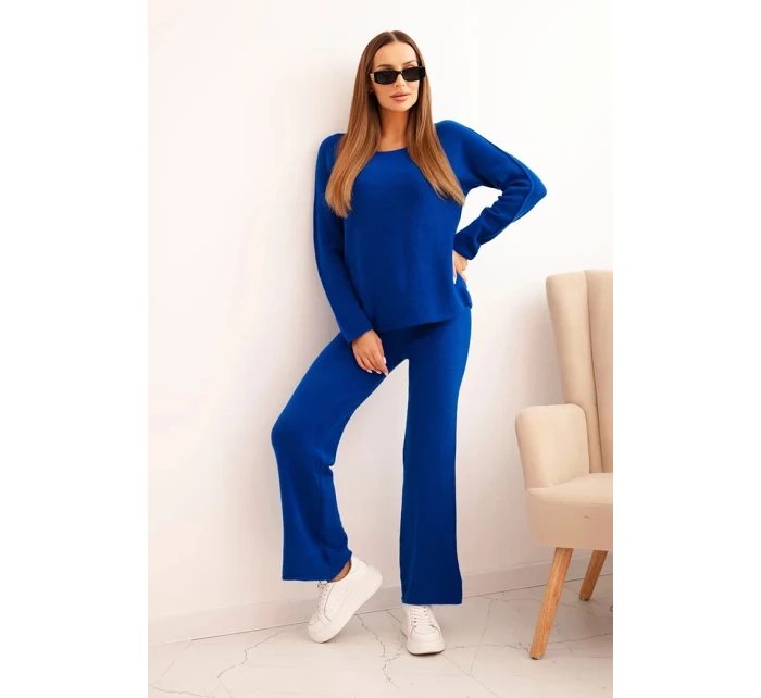 Dámský svetr s širokými nohavicemi a dlouhým rukávem chabrový Dámský svetr s širokými nohavicemi a dlouhým rukávem chabrový