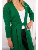 Dlouhý svetr se zavazováním v pase zelené barvy