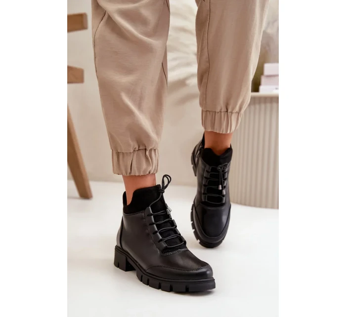 Nízké dámské kotníkové boty zateplené z eko kůže černé Erisabelle Nízké dámské kotníkové boty zateplené z eko kůže černé Erisabelle