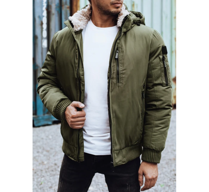 Pánská zimní bunda s odepínací kapucí zelená FashionStreet TX4836 Pánská zimní bunda s odepínací kapucí zelená FashionStreet TX4836