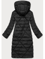Dlouhá černá dámská zimní bunda s kapucí (MY043)