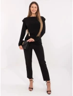 Elegantní černá halenka s vycpávkami (21898)