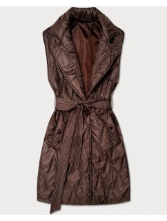 Pikowana kamizelka z paskiem Goodlookin czekoladowa (B8603-14)