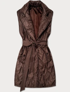 Pikowana kamizelka z paskiem Goodlookin czekoladowa (B8603-14)