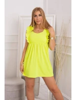 Šaty s volánky na bocích žluté neonové barvy