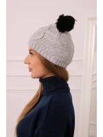 Fleecová čepice 2 bambulky K291 šedá Fleecová čepice 2 bambulky K291 šedá