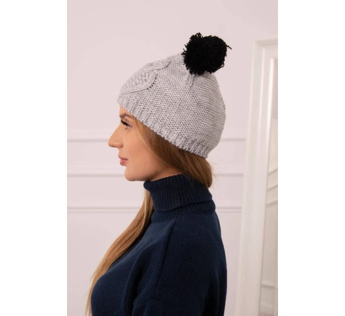 Fleecová čepice 2 bambulky K291 šedá Fleecová čepice 2 bambulky K291 šedá