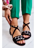 Dámské semišové sandály s řetízkem Laura Messi 2365 Černá