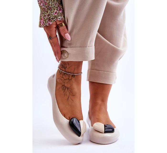 Dámské baleríny se srdcem model 21616916 světle béžová - Zaxy