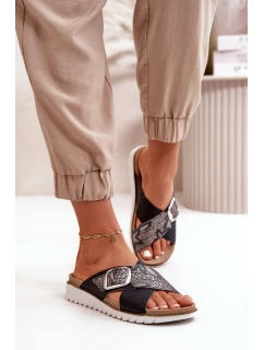 Pohodlné dámské pantofle s přezkou Inblu CN000032 černé