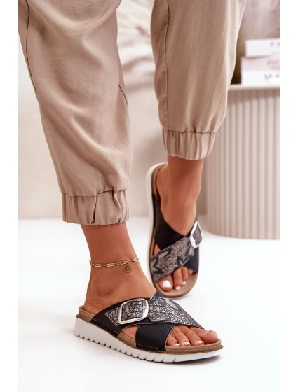 Pohodlné dámské pantofle s přezkou Inblu CN000032 černé