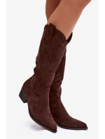 Kozačky Kovbojky Dámské Čokoládové model 21821842 - Boto Kozačky Kovbojky Dámské Čokoládové model 21821842 - Boto