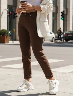 Dámské džíny mom fit s vysokým pasem hnědé FashionStreet UY2869