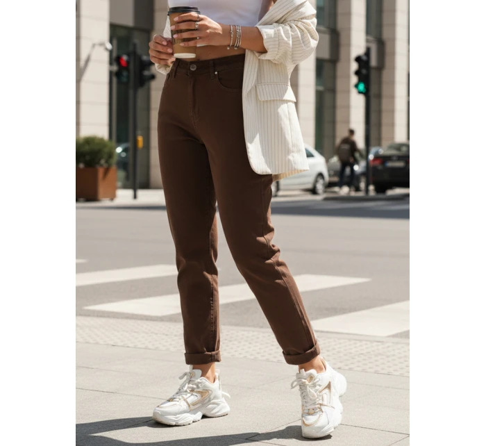Dámské džíny mom fit s vysokým pasem hnědé FashionStreet UY2869 Dámské džíny mom fit s vysokým pasem hnědé FashionStreet UY2869
