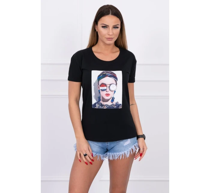 Dámská grafická halenka černá