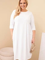 Dámská bavlněná sukýnka Plus Size s ohrnutým rukávem a kapsami bílá
